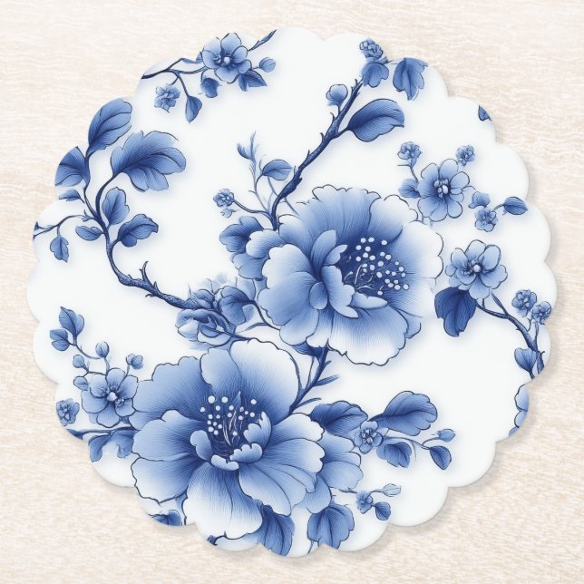 loral Bloom Napkins – Blue Blossom Edition Paper Coaster (Front)