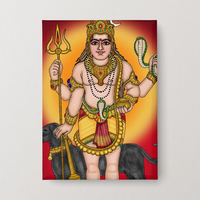 Lord Bhairava Retro Button (Front)