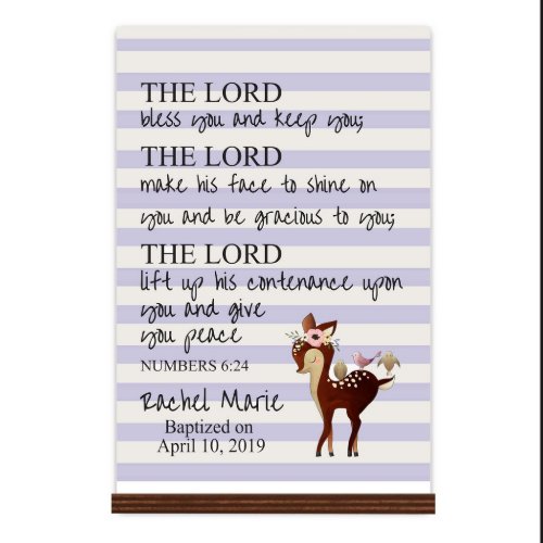 Lord Bless Decorative Purple Striped Wooden Plaque