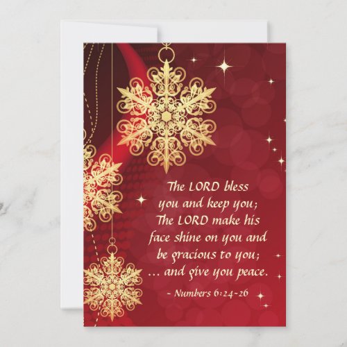 Lord Bless You Bible Elegant Red Christmas Flat Holiday Card