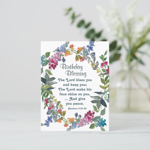 Lord Bless You Bible Verse Wild Flowers Birthday Postcard | Zazzle