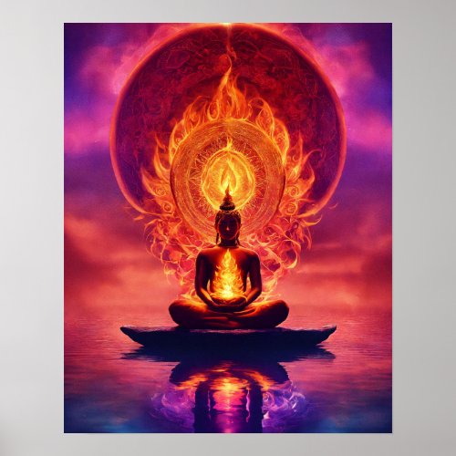 Lord Buddha got enlightened in meditation Poster