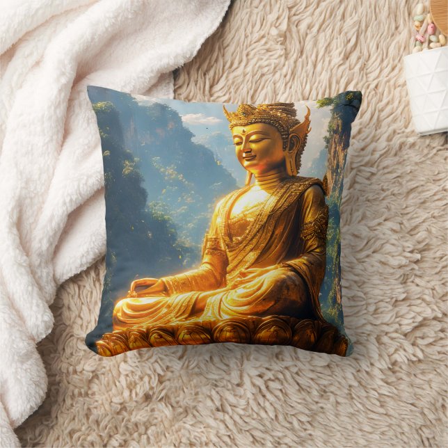 Lord Buddha of the Golden Land Throw Pillow (Blanket)