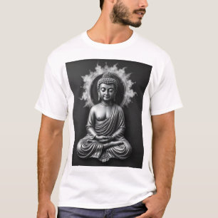 Lord Buddha – Serene Charcoal Art Portrait T-Shirt
