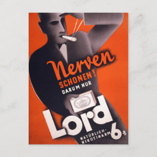 Lord Cigarettes German Vintage Poster Restored Postcard