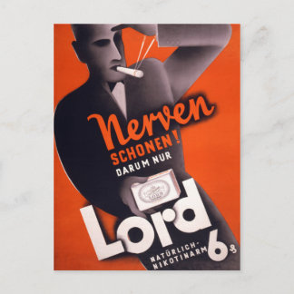 Lord Cigarettes German Vintage Poster Restored Postcard