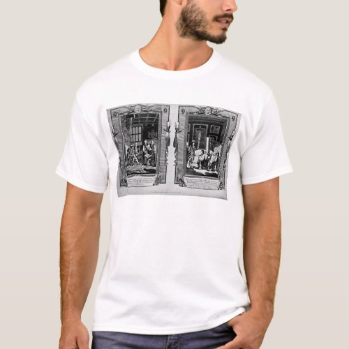 Lord Cromwell presents the bible to Henry VIII T_Shirt
