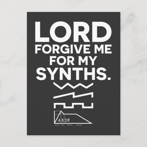 Lord Forgive Me For My Synths Fun Musical Musician Postcard