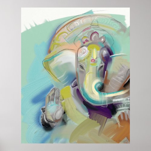 Lord Ganesh Elephant Buddha Poster