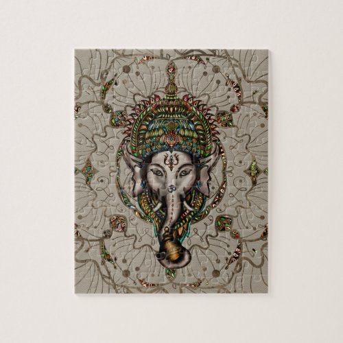 Lord Ganesha _ Color on Canvas Jigsaw Puzzle