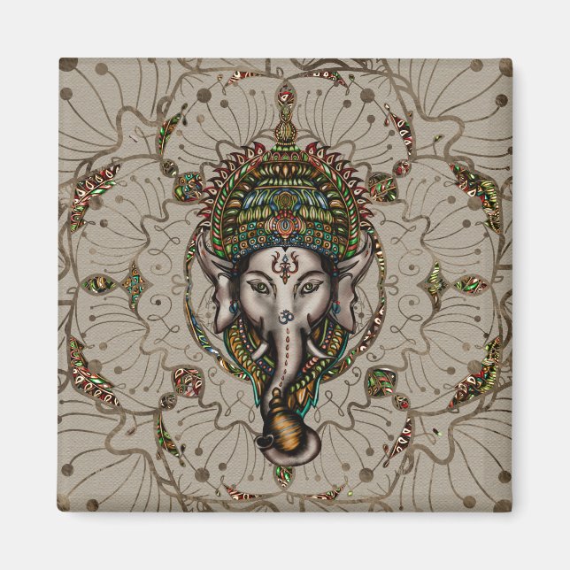 Lord Ganesha - Color on Canvas Magnet (Front)