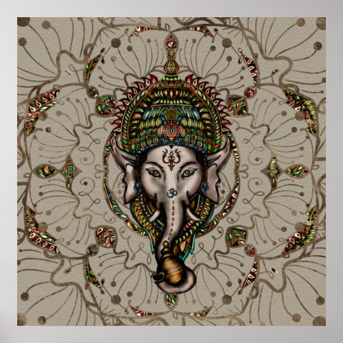 Lord Ganesha _ Color on Canvas Poster