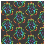 Lord Ganesha, colourful on custom colour backgroun Fabric