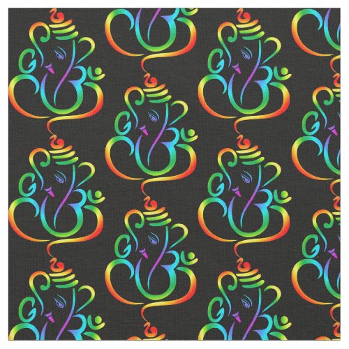 Lord Ganesha colourful on custom colour backgroun Fabric