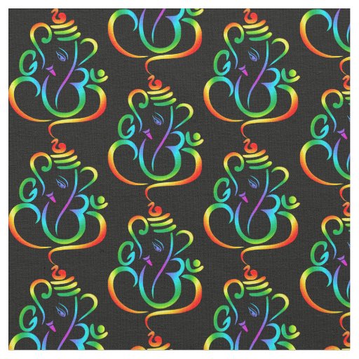 Lord Ganesha, colourful on custom colour backgroun Fabric