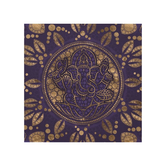 Lord Ganesha Dot Art Purples and Gold (Front)