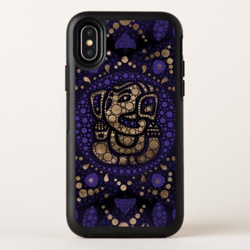 Lord Ganesha Dot Art Purples and Gold OtterBox Symmetry iPhone X Case