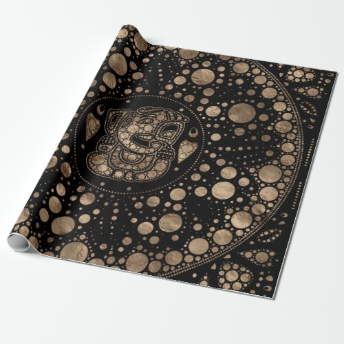 Lord Ganesha Gold and Black Dot Art Wrapping Paper
