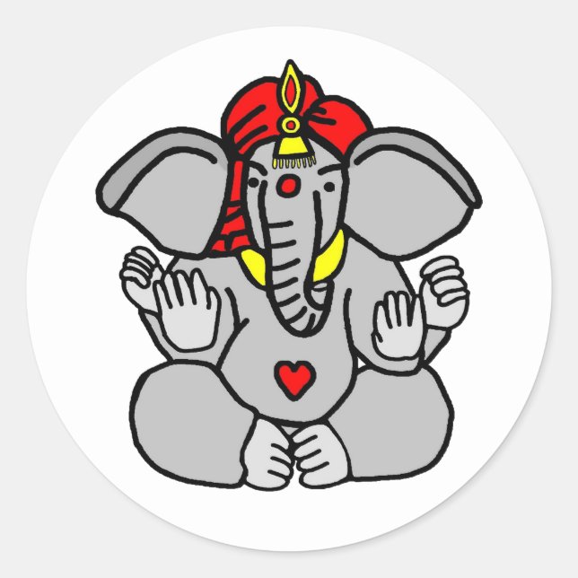 Lord Ganesha Hindu God Classic Round Sticker (Front)