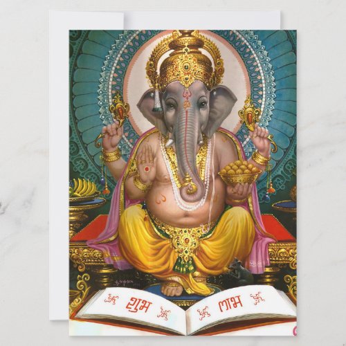 Lord Ganesha Indian Hindu Yoga Spiritual Card