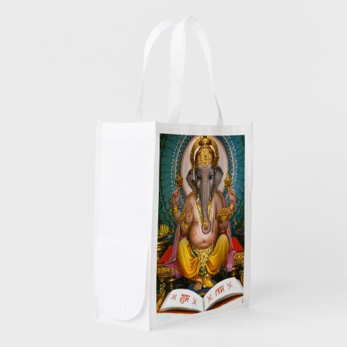 Lord Ganesha Indian Hindu Yoga Spiritual Grocery Bag