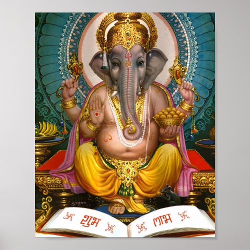 Lord Ganesha Indian Hindu Yoga Spiritual Poster