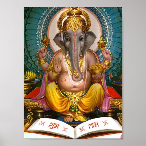 Lord Ganesha Indian Hindu Yoga Spiritual Poster