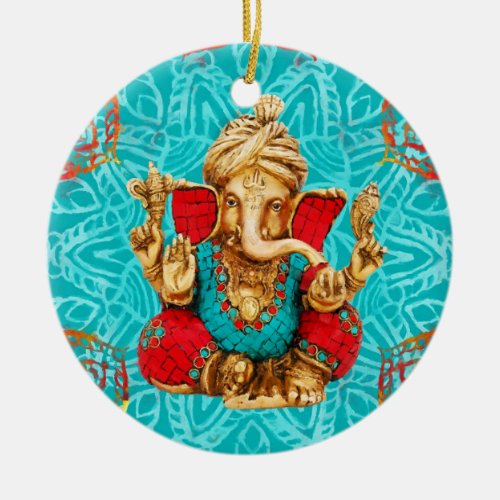 Lord Ganesha  _ Mixed Media Ceramic Ornament