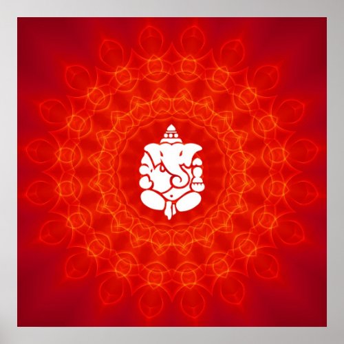 Lord Ganesha on Mandala Poster