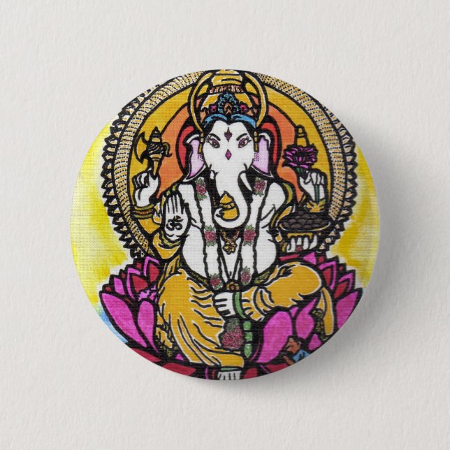 Lord Ganesha Pinback Button (Front)