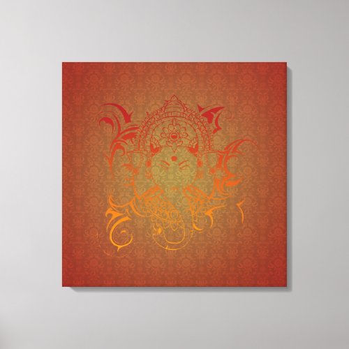Lord Ganesha _ red orange yellow India God Yoga Canvas Print