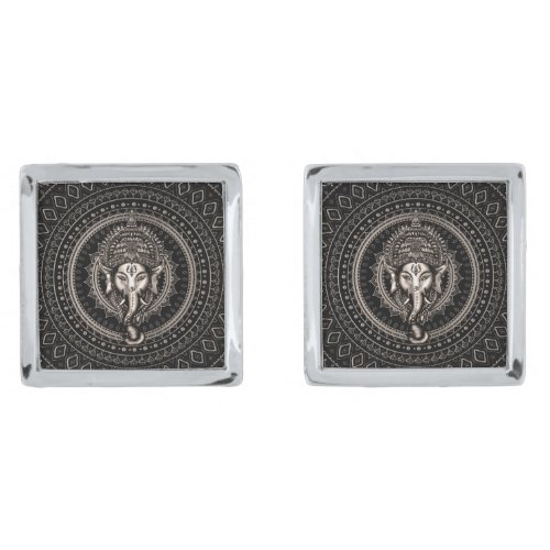 Lord Ganesha _ Sepia Black Cufflinks