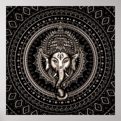 Lord Ganesha _ Sepia Black Poster