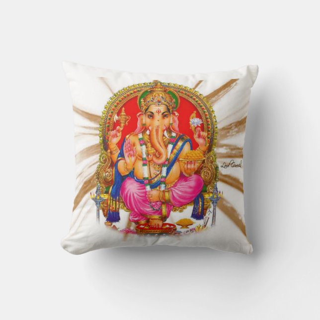 Lord Ganesha Shri Ganesha Shloka Throw Pillow (Front)