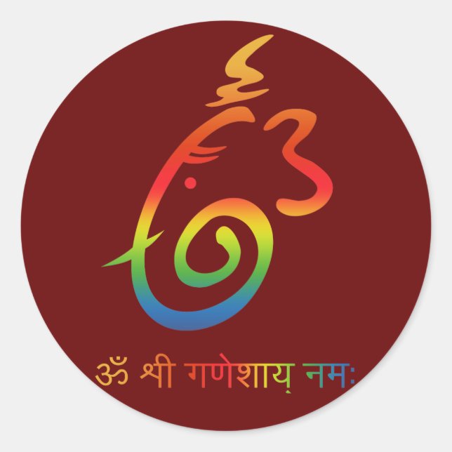 Lord Ganesha Sign Classic Round Sticker (Front)