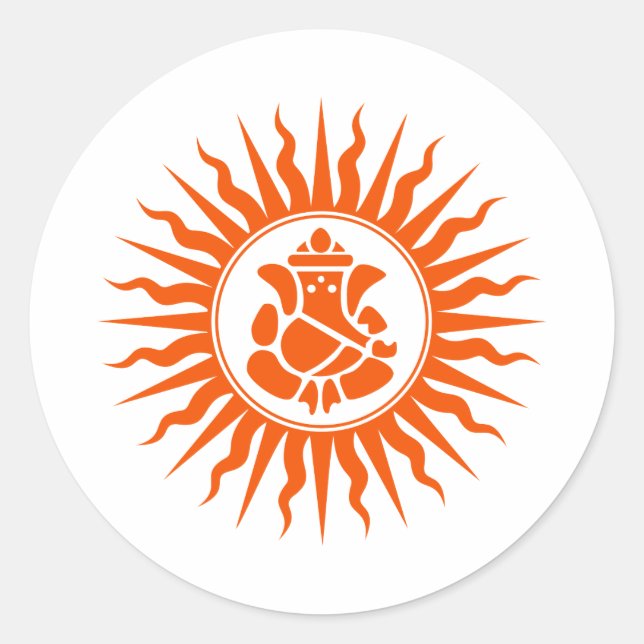 Lord Ganesha Sign Classic Round Sticker (Front)