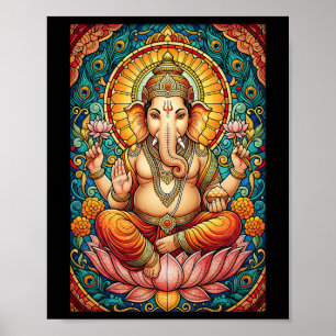 Lord Ganesha Stained Gl Hindu God Hinduism Poster