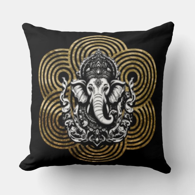 Lord Ganesha Throw Pillow (Front)