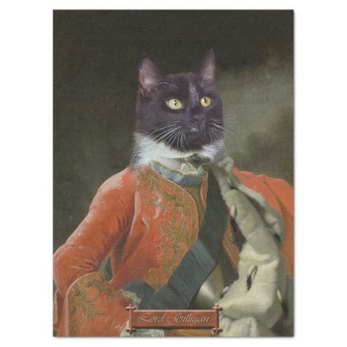 Lord Gilligan funny cat portrait decoupage Tissue Paper