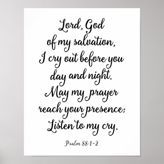 Lord God of my Salvation Psalm 88 Art Print (Front)