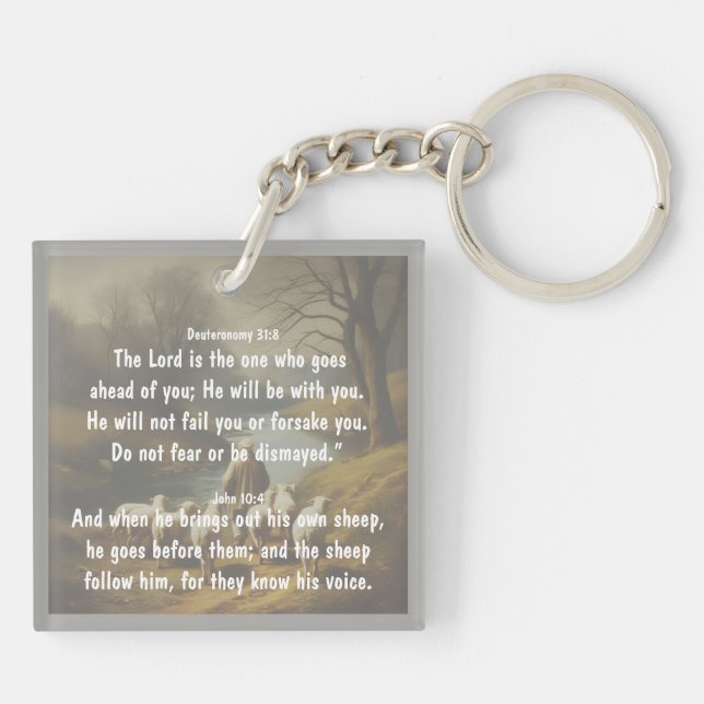 Lord Good Shephere Go Before You Bible Scripture Keychain (Back)