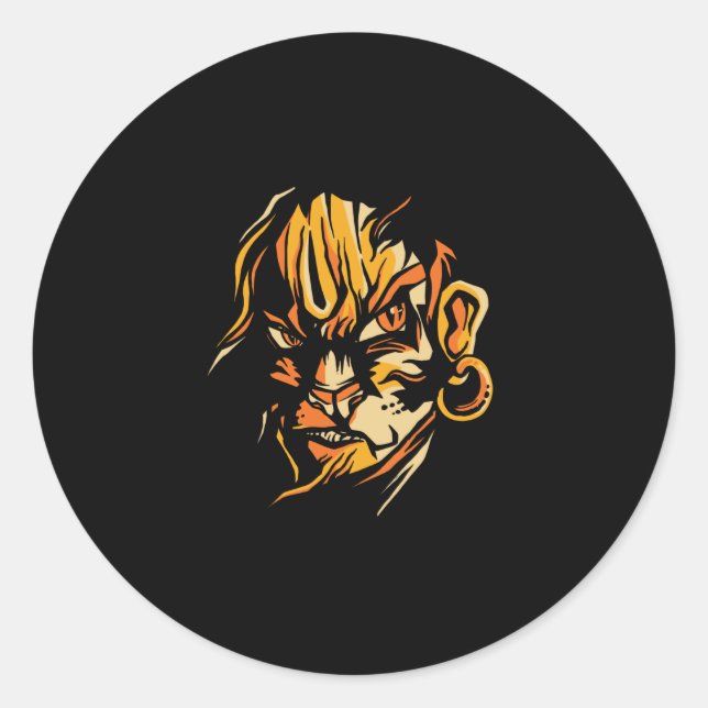 Lord hanuman classic round sticker (Front)