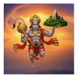 Lord Hanuman Flying Lifting Mountain Acrylic Print