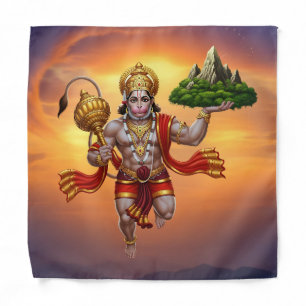 Lord Hanuman Flying Lifting Mountain Bandana