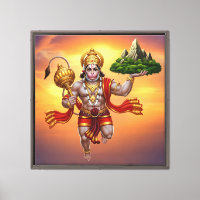 Lord Hanuman Flying Lifting Mountain