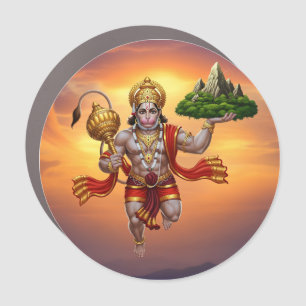 Lord Hanuman Flying Lifting Mountain Car Magnet