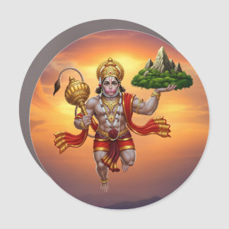 Lord Hanuman Flying Lifting Mountain Car Magnet