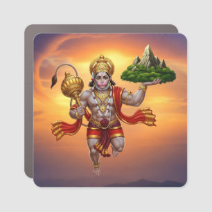 Lord Hanuman Flying Lifting Mountain Car Magnet