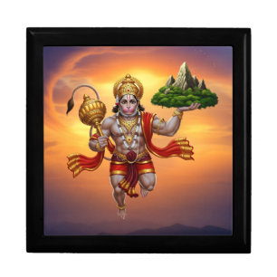 Lord Hanuman Flying Lifting Mountain Gift Box