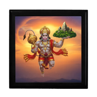 Lord Hanuman Flying Lifting Mountain Gift Box